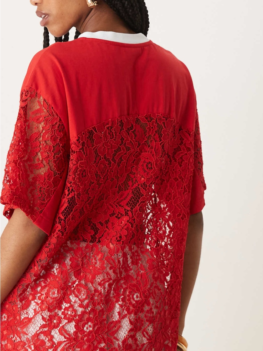 ASOS Red Lace-Back Short Sleeve Tunic